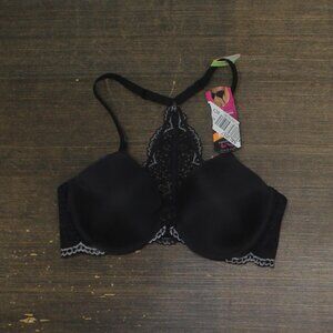 Maidenform Fab Fit Lightly-Lined Underwire Racerback Bra Black / Eiffel Grey 36B